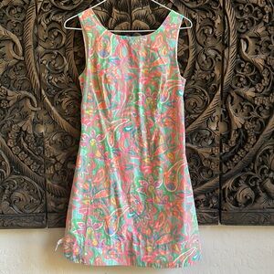 Lilly Pulitzer Delia Cotton Shift Dress In Make A Splash Neon Paisley Size 2